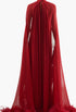 Feathered Eterea Gown In Ruby